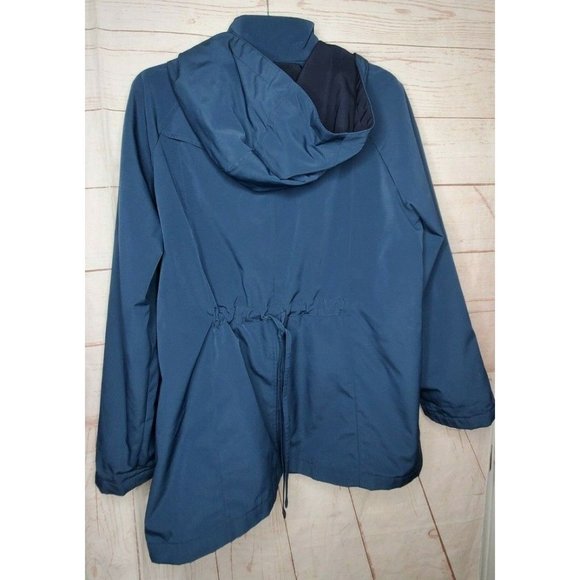 Nautica Blue Navy Removable Hood Rain Sailing Boat Graphic Lining Large Jacket - Picture 7 of 11